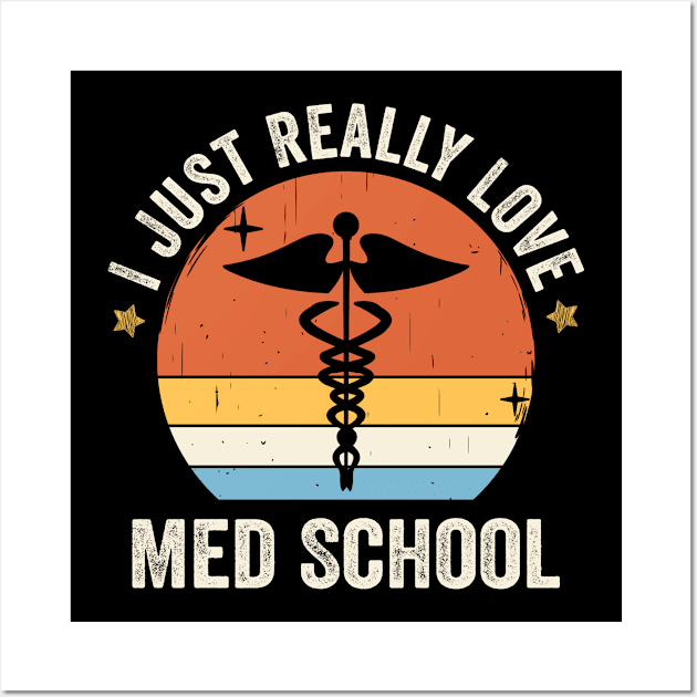 I Just Really Love Med School 80s Retro Vintage Sunset Gift Idea Wall Art by Lyume